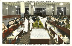 Interior A. B. W. Club Owl Bar Postcard