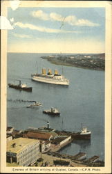Empress Of Britain Arriving At Quebec, Canada Postcard Postcard