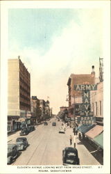 Eleventh Avenue Looking West From Broad Street Regina, SK Canada Saskatchewan Postcard Postcard