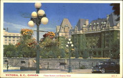Flower Baskets And Empress Hotel Postcard