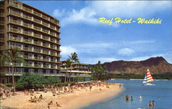 Waikiki Beach - Diamond Head And The Reef Hotels Hawaii Postcard Postcard