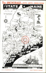 Road Map Of Maine The Pine Tree State, U. S. Highway 2-A Postcard