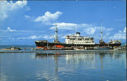 Ship Lying Alongside Wharf, Tawau Harbour Postcard