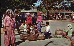 Sunday Market Scene Kota Kinabalu Malaysia Southeast Asia Postcard Postcard
