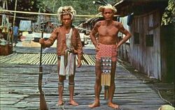 Male Subjects Of The Sea Dayak Postcard