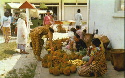 Kedayan Women Selling Fruits At The Town Market, Labuan Postcard