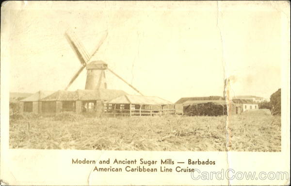 Modern And Ancient Sugar Mills Barbados Caribbean Islands