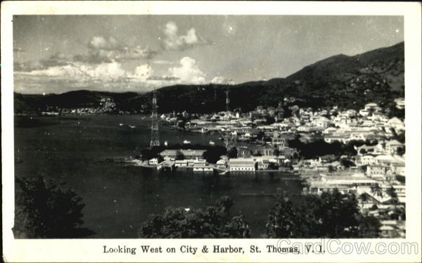 Looking West On City & Harbor St. Thomas Virgin Islands