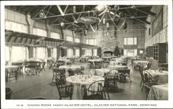 Dinning Room Many Glacier Hotel Postcard