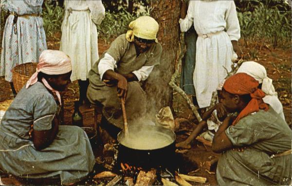 Preparing Corn-Meal Haiti Caribbean Islands