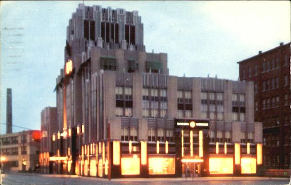 The Syracuse Lighting Company Office Building At Night, Erie Boulevard West at Franklin Street New York