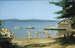 Bathing Beach At Sunset Lodge And Camps, Damariscotta Lake Jefferson, ME Postcard Postcard