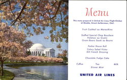 United Air Lines Menu Postcard