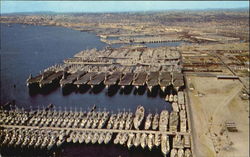 Naval Ships In Moth Balls, U. S. Naval Station Postcard