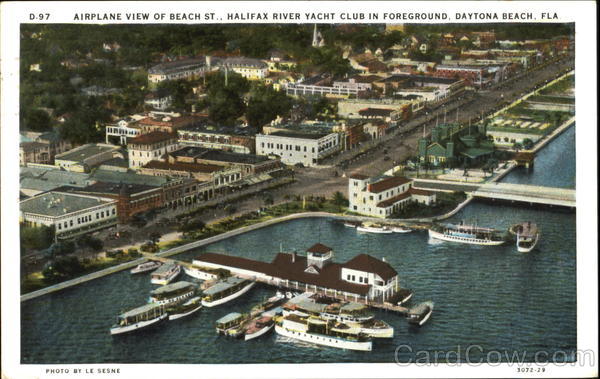 Airplane View Of Beach St., Halifax River Yacht Club In Foreground Daytona Beach Florida