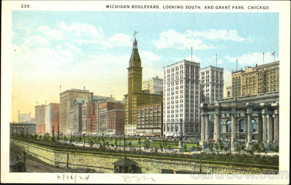 Michigan Boulevard Looking South And Grant Park Chicago Illinois