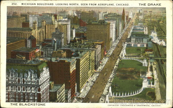 Michigan Boulevard Looking North Seen From Aeroplane Chicago Illinois