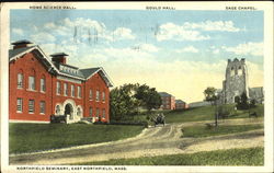 Home Science Hall Gould Hall Sage Chapel, Northfield Seminay East Northfield, MA Postcard Postcard