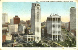 Skyline From Grand Circus Park Detroit, MI Postcard Postcard
