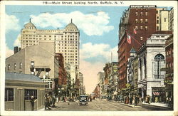 Main Street Looking North Buffalo, NY Postcard Postcard