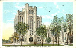 Detroit's New Masonic Temple, Temple Ave. and 2nd Boulevard Postcard