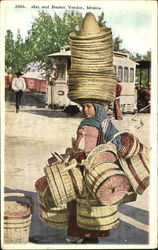 Hat And Basket Vendor Mexico Postcard Postcard