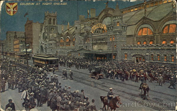 Coliseum At Night Chicago Illinois