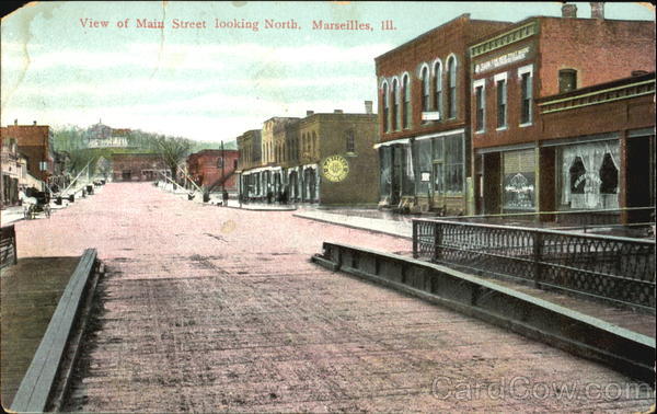 View Of Main Street Looking North Marseilles Illinois