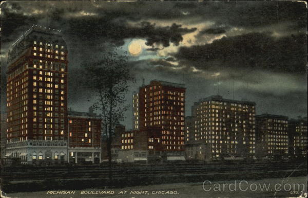 Michigan Boulevard At Night Chicago Illinois