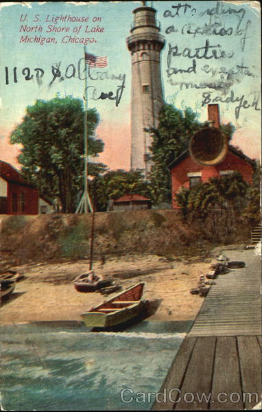 U. S. Lighthouse On North Shore Of Lake Chicago Illinois