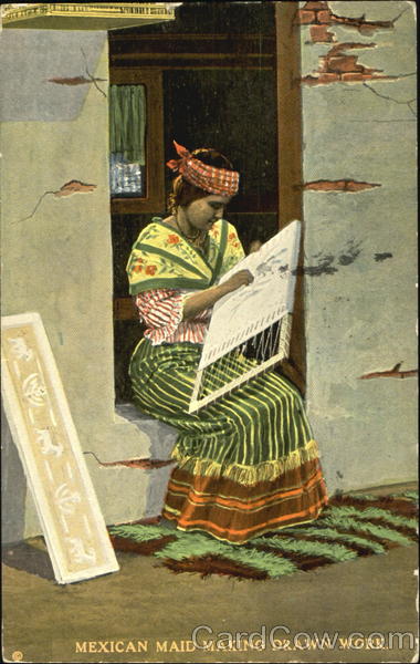 Mexican Maid Making Drawn Work Mexico