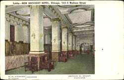 Lobby-New Brevoort Hotel, 143-5 Madison St Postcard
