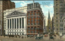 The New York Stock Exchange, Trinity Church and Wall Street New York City, NY Postcard Postcard