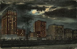 Michigan Boulevard At Night Postcard