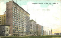 Auditorium Hotel And Michigan Ave Postcard