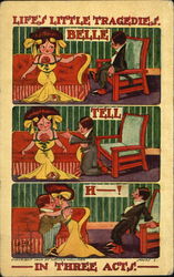 Life's Little Tragedies In Three Acts Comic, Funny Postcard 
