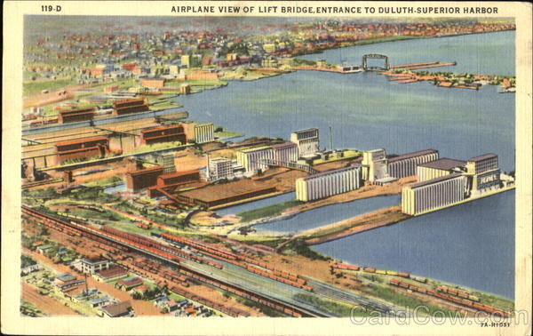 Airplane View Of Lift Bridge Entrance To Duluth-Superior Harbor Wisconsin