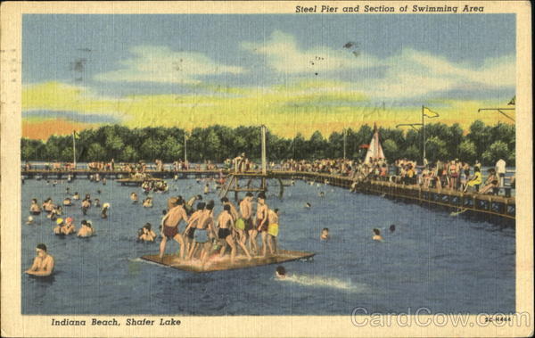 Steel Pier And Section Of Swimming Area, Indiana Beach, Shafer Lake ...