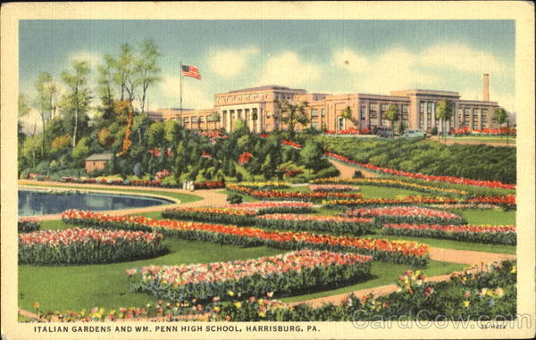 Italian Gardens And Wm. Penn High School Harrisburg Pennsylvania