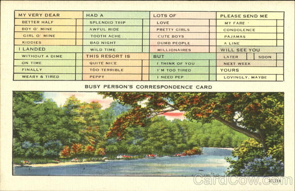Busy Person's Correspondence Card Scenic Correspondence Cards