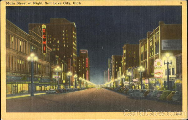 Main Street At Night Salt Lake City Utah