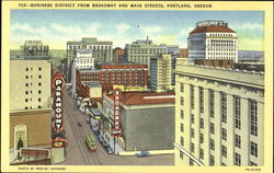 Business District From Broadway And Main Streets Postcard