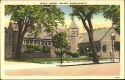 Public Library Malden, MA Postcard Postcard