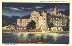 Royal Hawaiian Hotel At Night Postcard