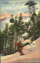 Cannon Mt. Aerial Tramway In Winter, Franconia Notch Postcard