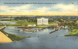 Charleston Municipal Yacht Basin And Roper Hospital Postcard