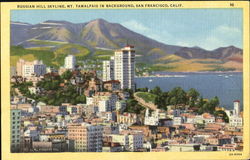 Russian Hill, Mt. Tamaplais In Background San Francisco, CA Postcard Postcard
