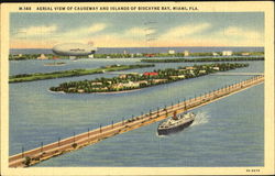 Aerial View Of Causeway And Islands, Biscayne Bay Postcard