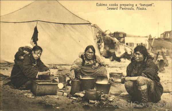 Eskimo Cooks Preparing A Banquet Seward Alaska