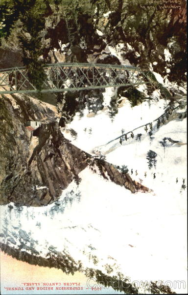 Suspension Bridge And Tunnel Placer Canyon Alaska